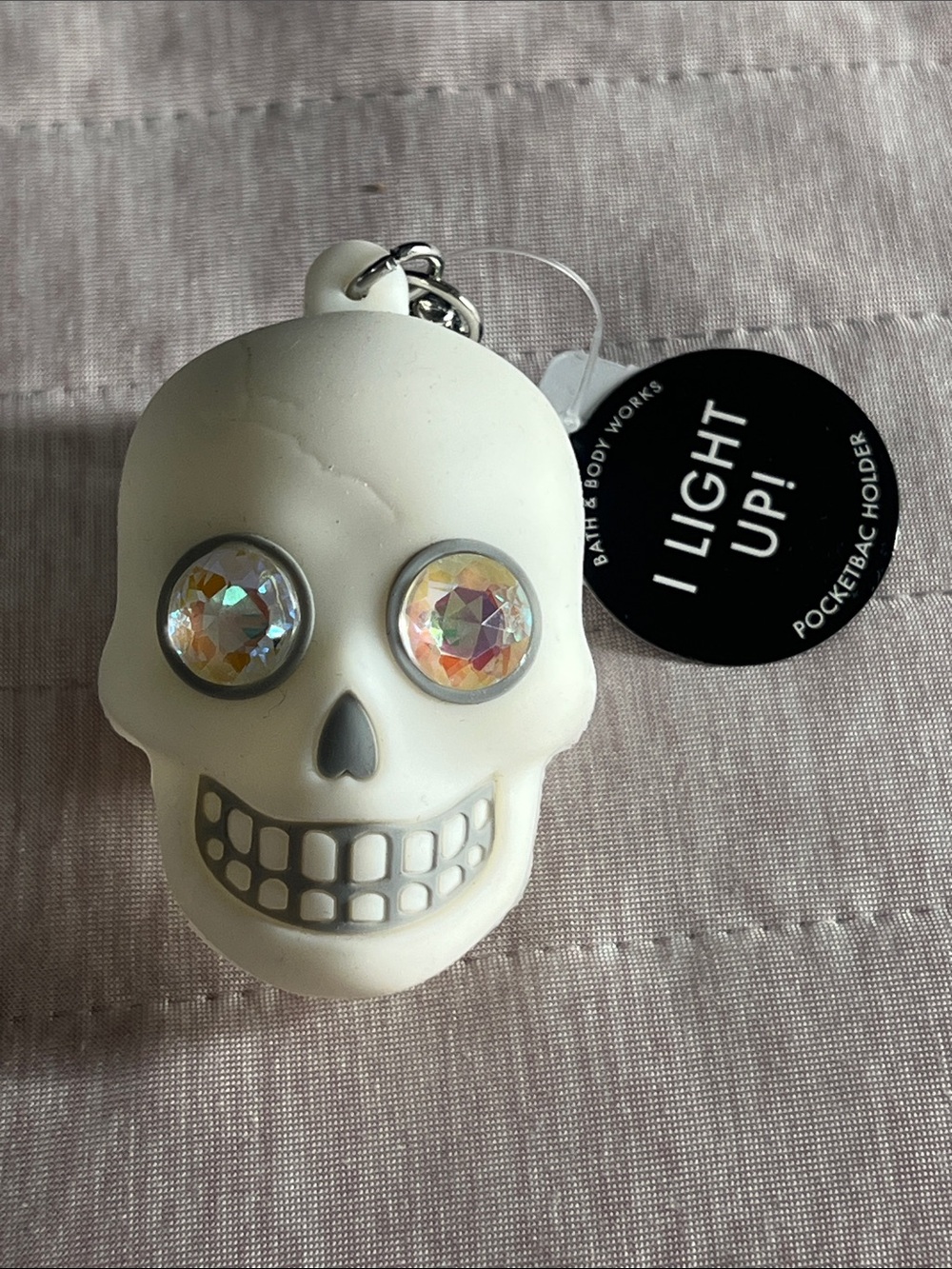 Bath & Body Works White Skull PocketBac Holder with Iridescent Gem Eyes